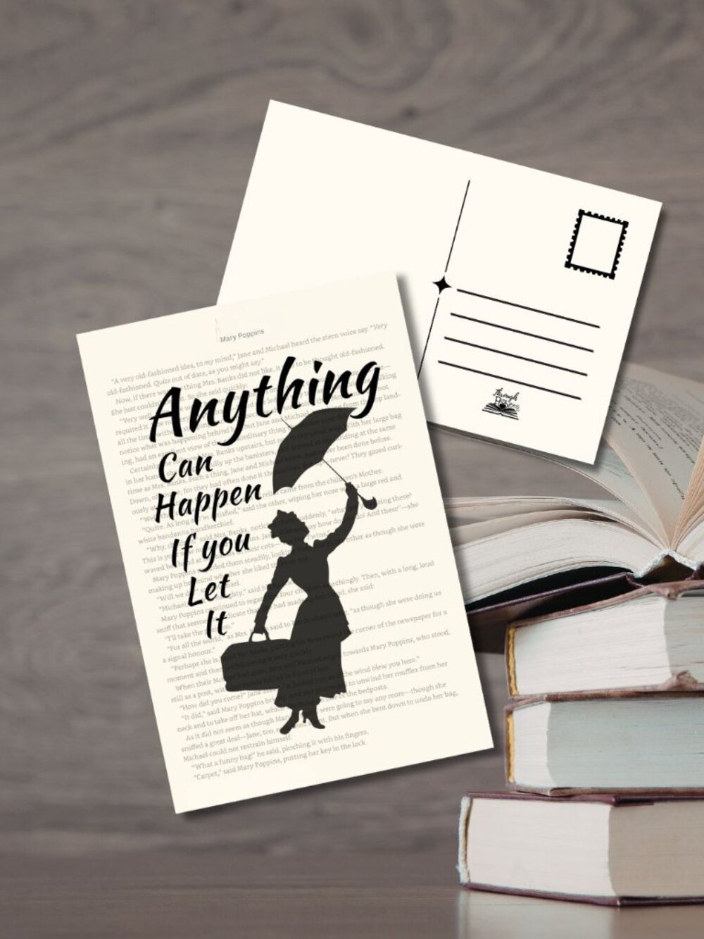 Mary Poppins Bookish Book Page Postcard Mini Art Print